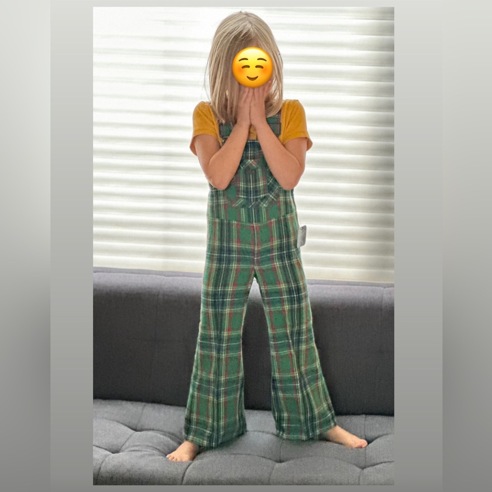 Vintage Retro Lehmann Hosen Green Plaid Overalls